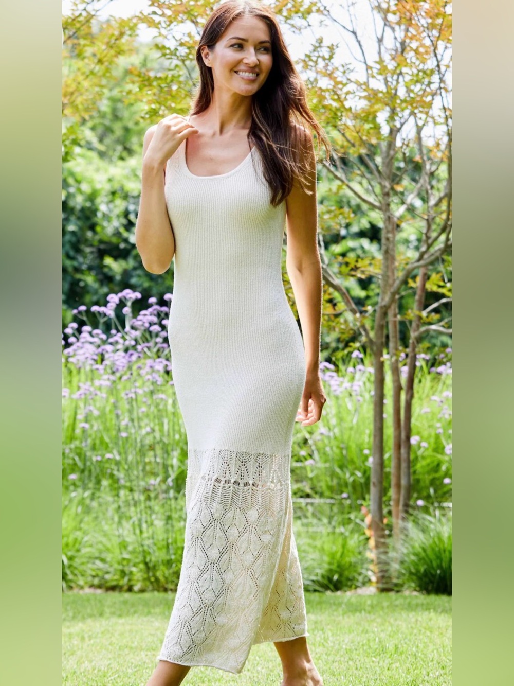 dh NEW YORK The Arabella Cream Knit Tank Maxi Dress